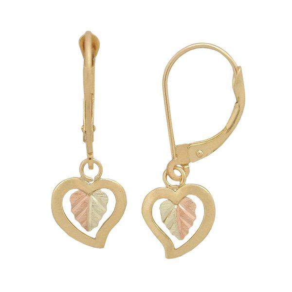 Heart Leaf Drop Leverback Earrings