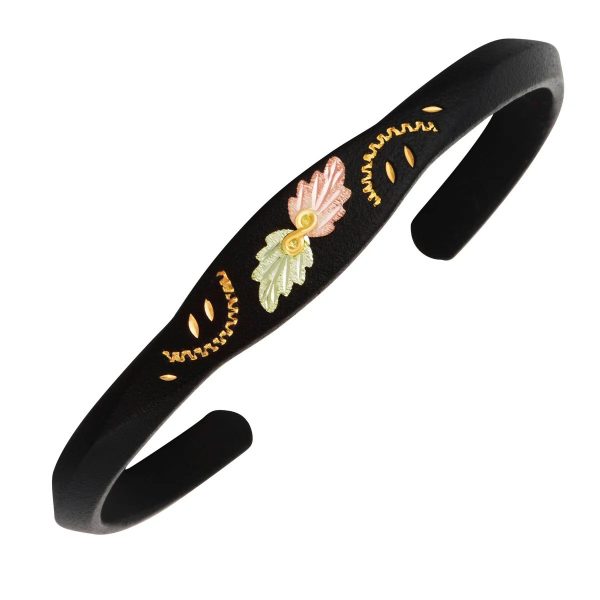 on Black Enameled Brite Cut Cuff Bracelet