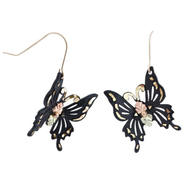 Enameled Brite Cut Butterfly Earrings