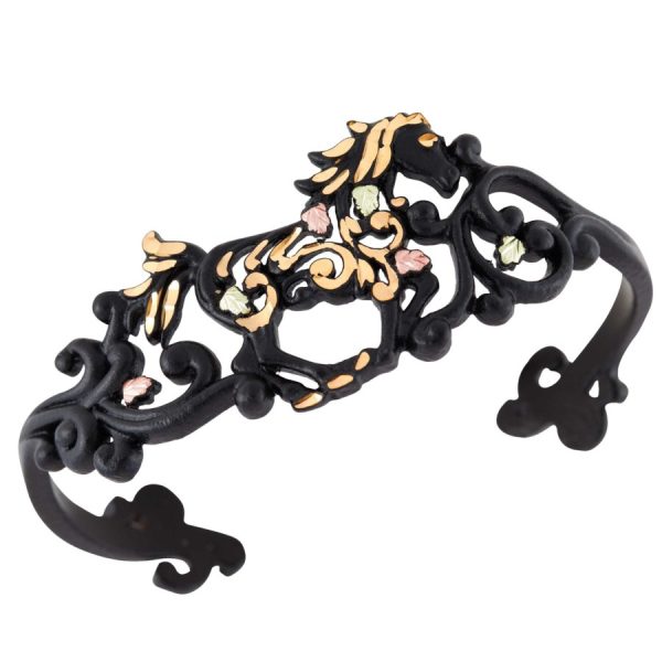 Enameled Brite Cut Carousel Horse Cuff Bracelet