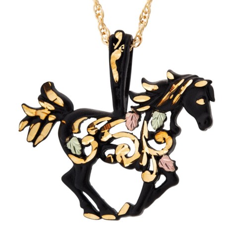 Enameled Brite Cut Carousel Horse Pendant