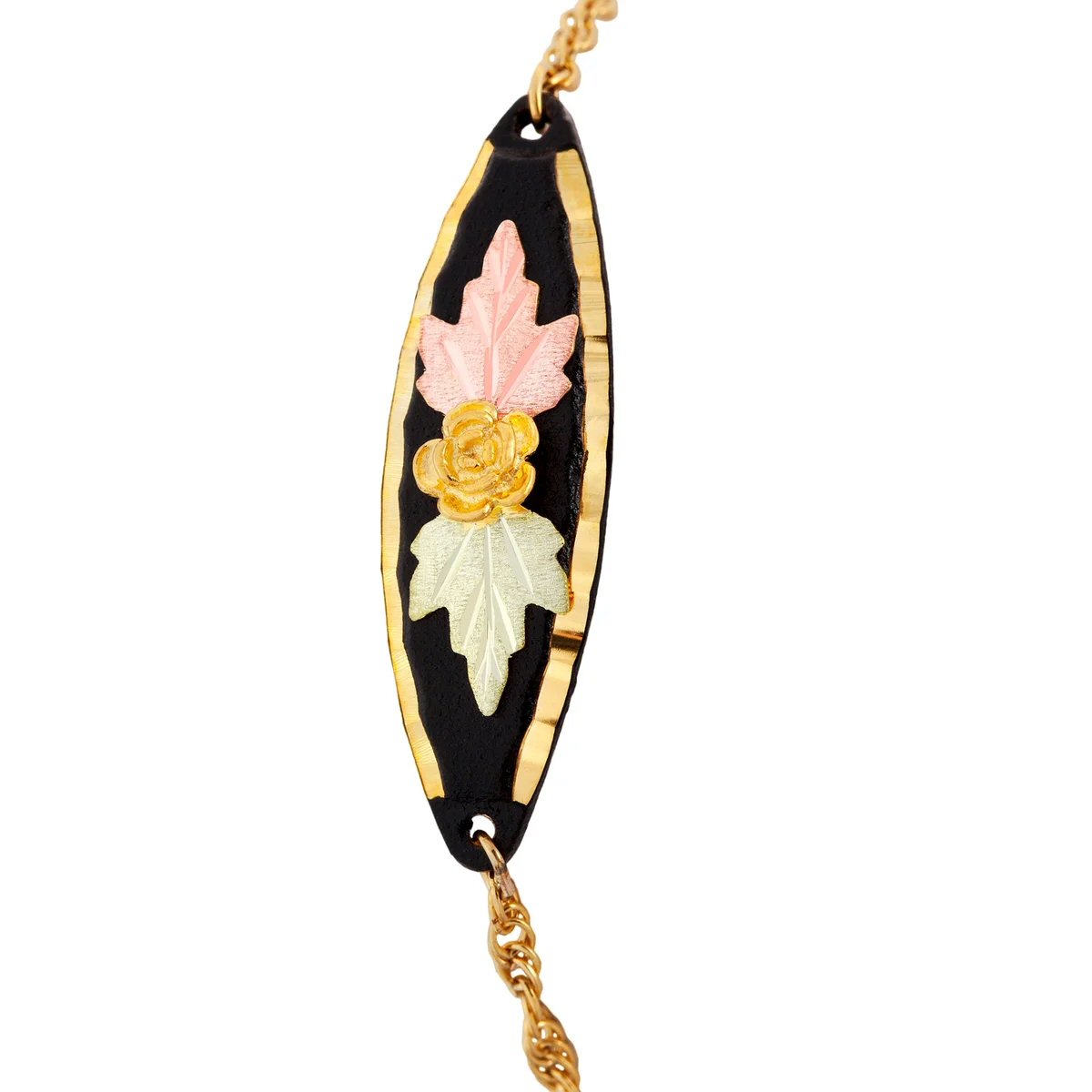 Landstrom's Original Black Hills Gold on Enameled Brite Cut Charm Bracelet - G LBR880