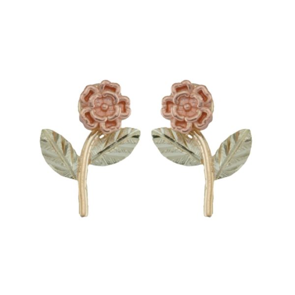 Rose with Stem Post Earrings