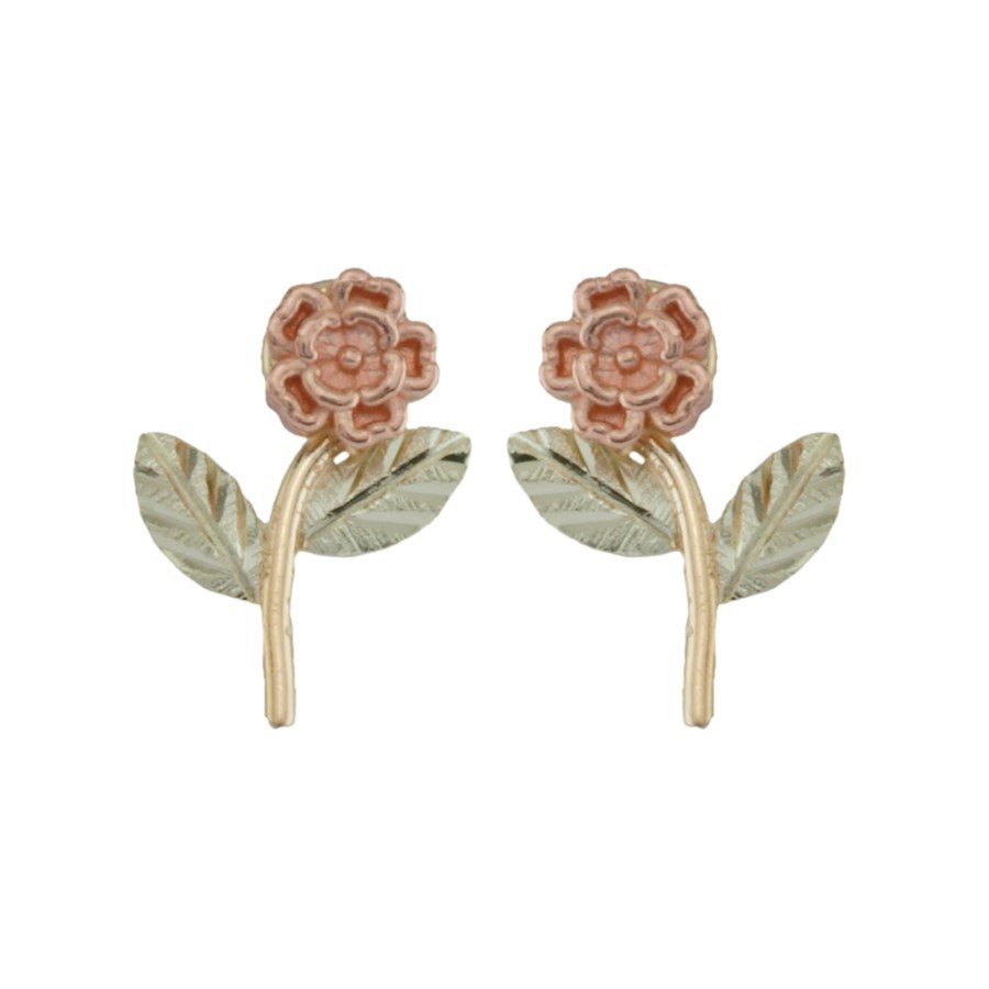 Black Hills Gold by TRJ Rose with Stem Post Earrings - G C50434