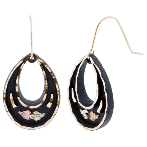 Enameled Brite Cut Oval Drop Earrings