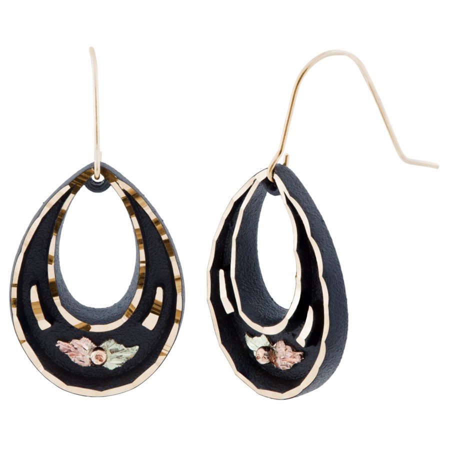 Black Hills Gold by TRJ Enameled Brite Cut Oval Drop Earrings - G C50696-BRSH