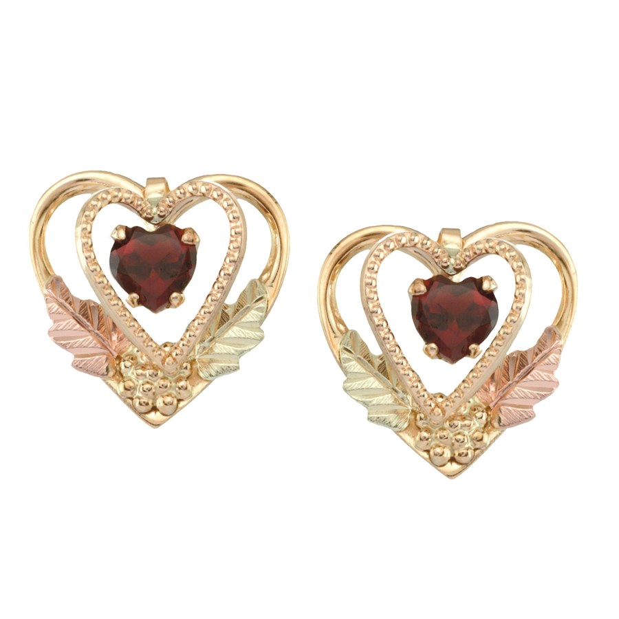 Black Hills Gold by TRJ Royal Heart Garnet Earrings - G C5786G - Image 2