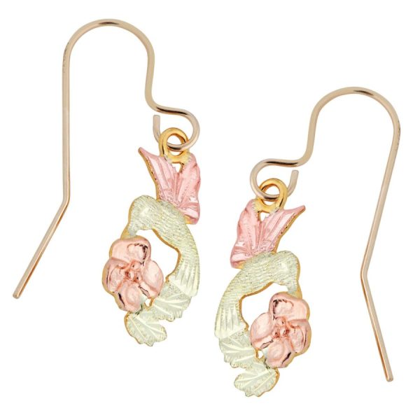 Hummingbird and Flower Shepard Hook Earrings