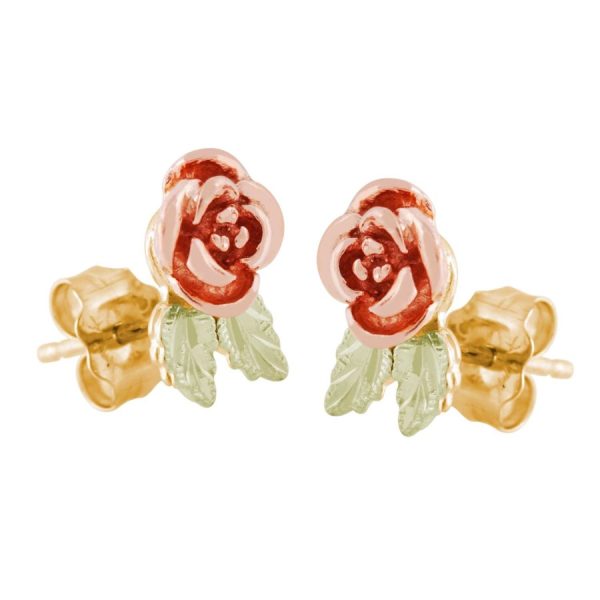 Roses with Leaves Post Earrings