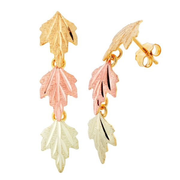 Tri-Colored Leaf Chain Earrings
