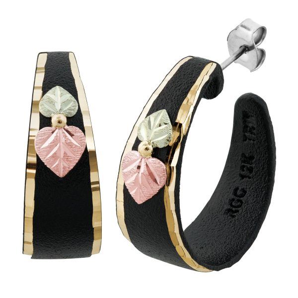 Enameled Brite Cut Half Hoop Earrings
