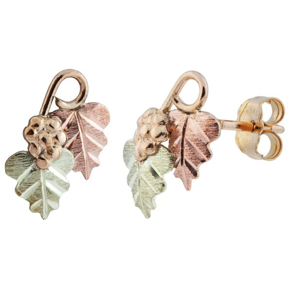 Double Leaf with Grapes Earrings