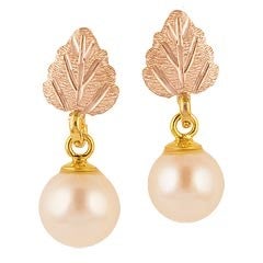 Leaf with Pearl Drop Earrings