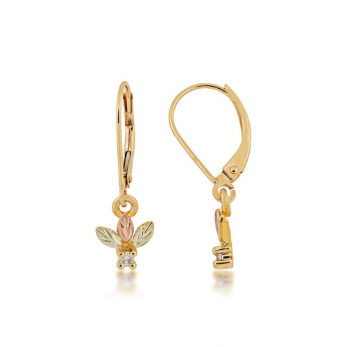 Three Leaves Diamond Leverbacks, Landstrom's · 10K Gold