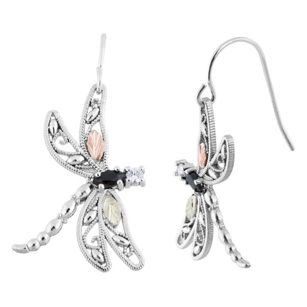 by TRJ Onyx Dragonfly Shepherd Hook Earrings