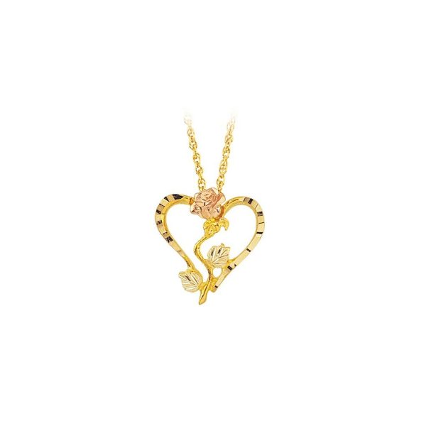 Etched Heart and Rose Pendant