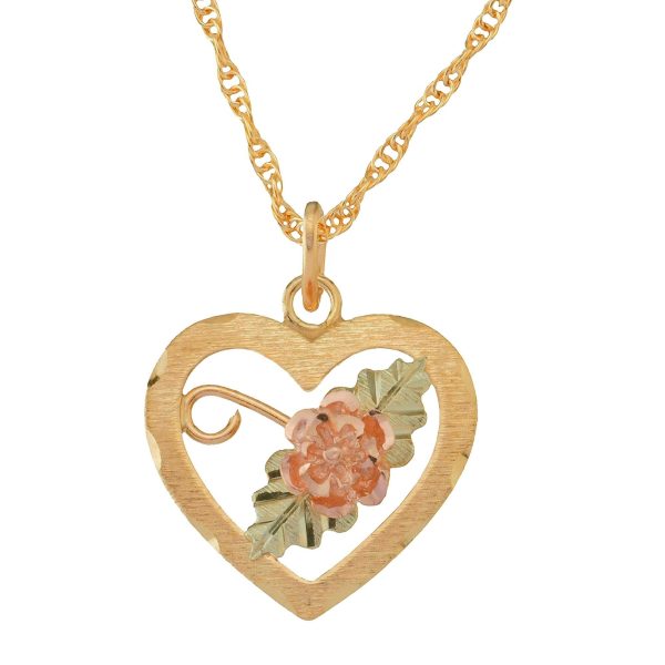 Open Heart with Center Rose, TRJ · 10K Gold