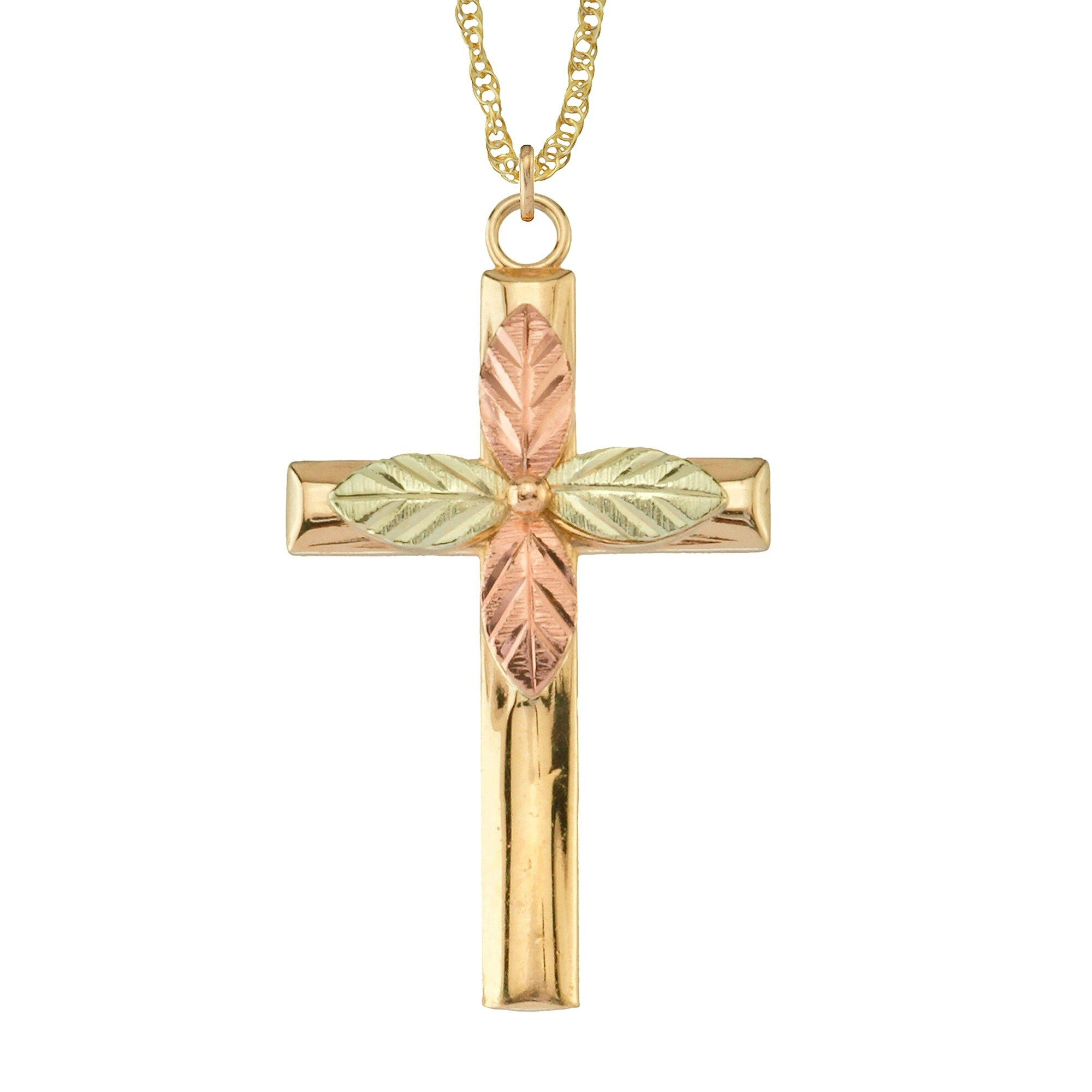 Black Hills Gold by TRJ Leaves on Cross Pendant - G C25212