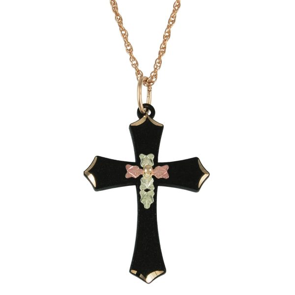 Enameled Brite Cut Cross Pendant