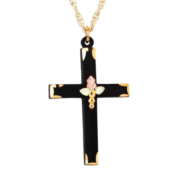 Enameled Brite-Cut Cross Pendant
