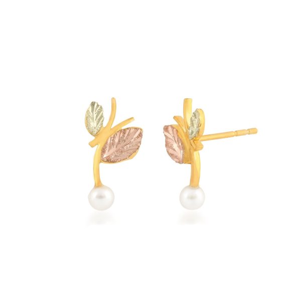Dainty Vine and Pearl Earrings