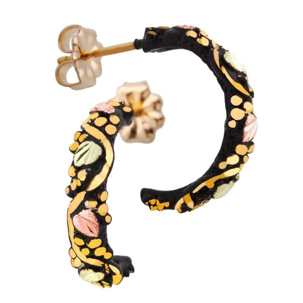 Enameled Brite Cut Semi-Hoop Earrings