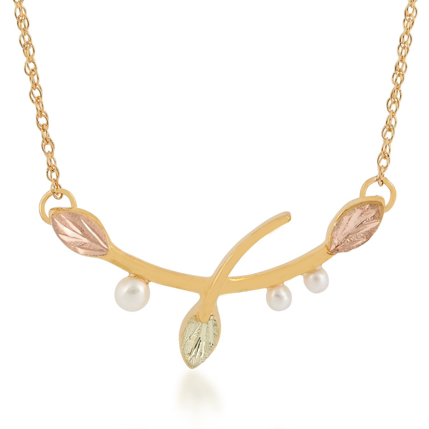 Landstrom’s Original Black Hills Gold Vine and Freshwater Pearls Necklace - G LNE4032P