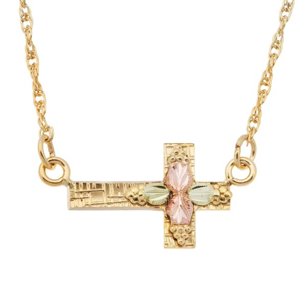Sideways Etched Cross Pendant