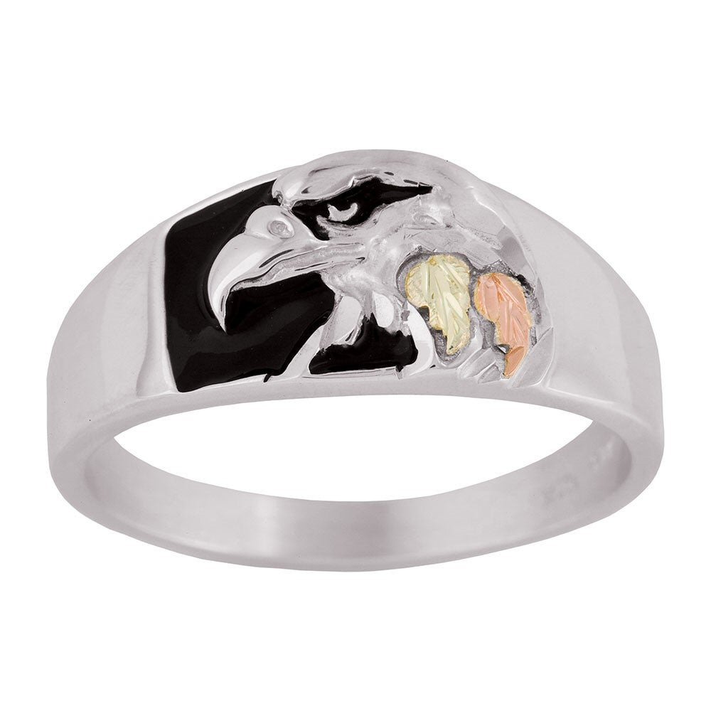 Mt Rushmore Black Hills Gold on Silver Antiqued Eagle Ring – MR1330