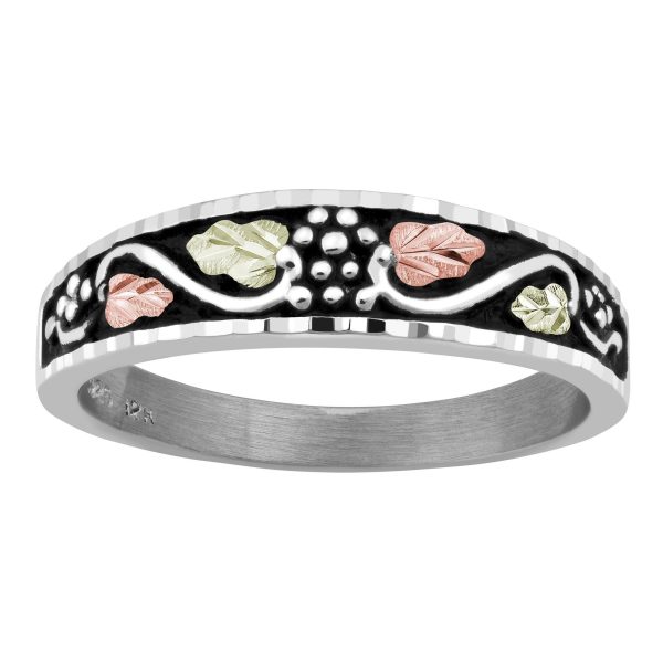 Antiqued Vine Men's Ring, Sterling silver · 12K leaves
