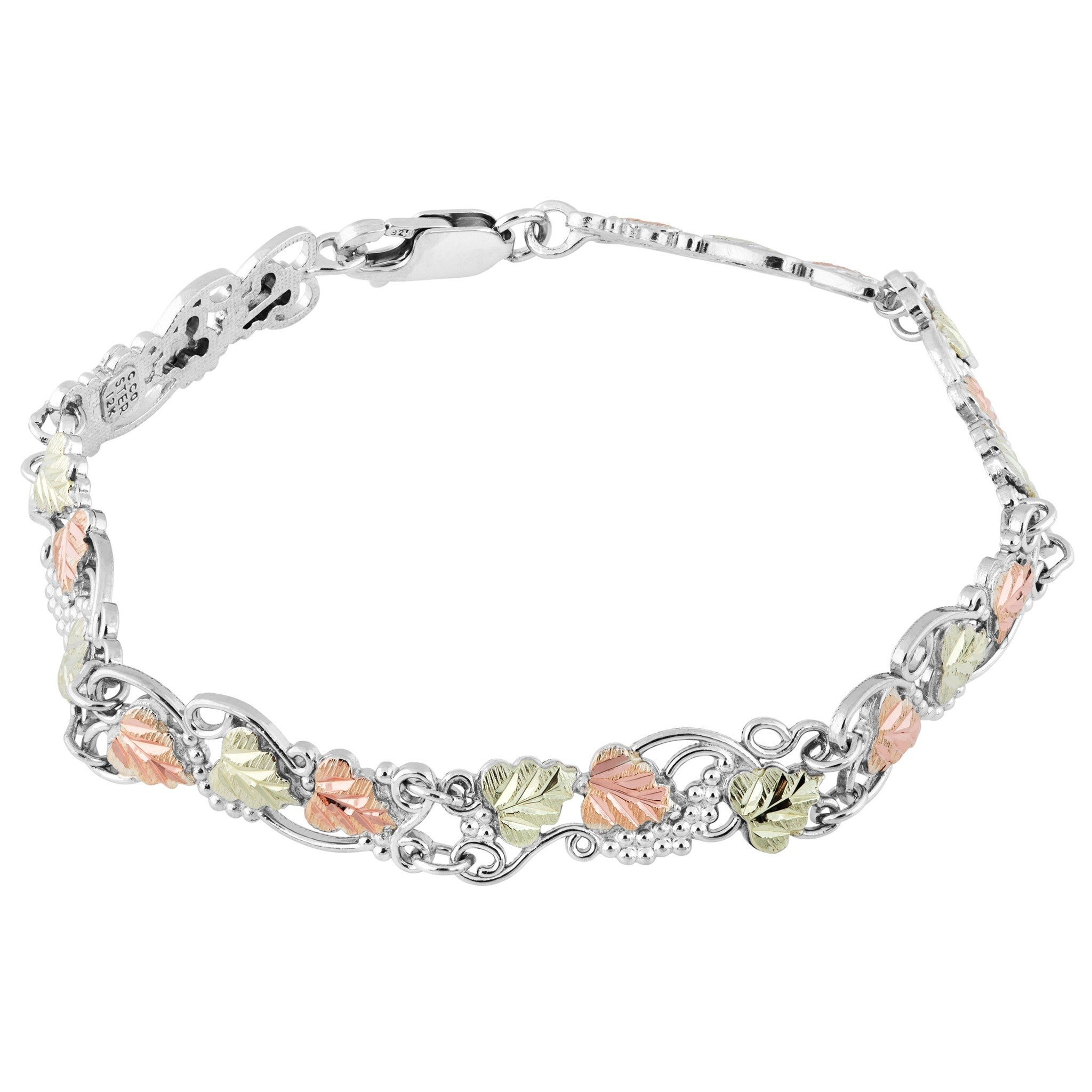Black Hills Gold on Silver by TRJ Ribbon Link Bracelet - MRC8297-7-GS