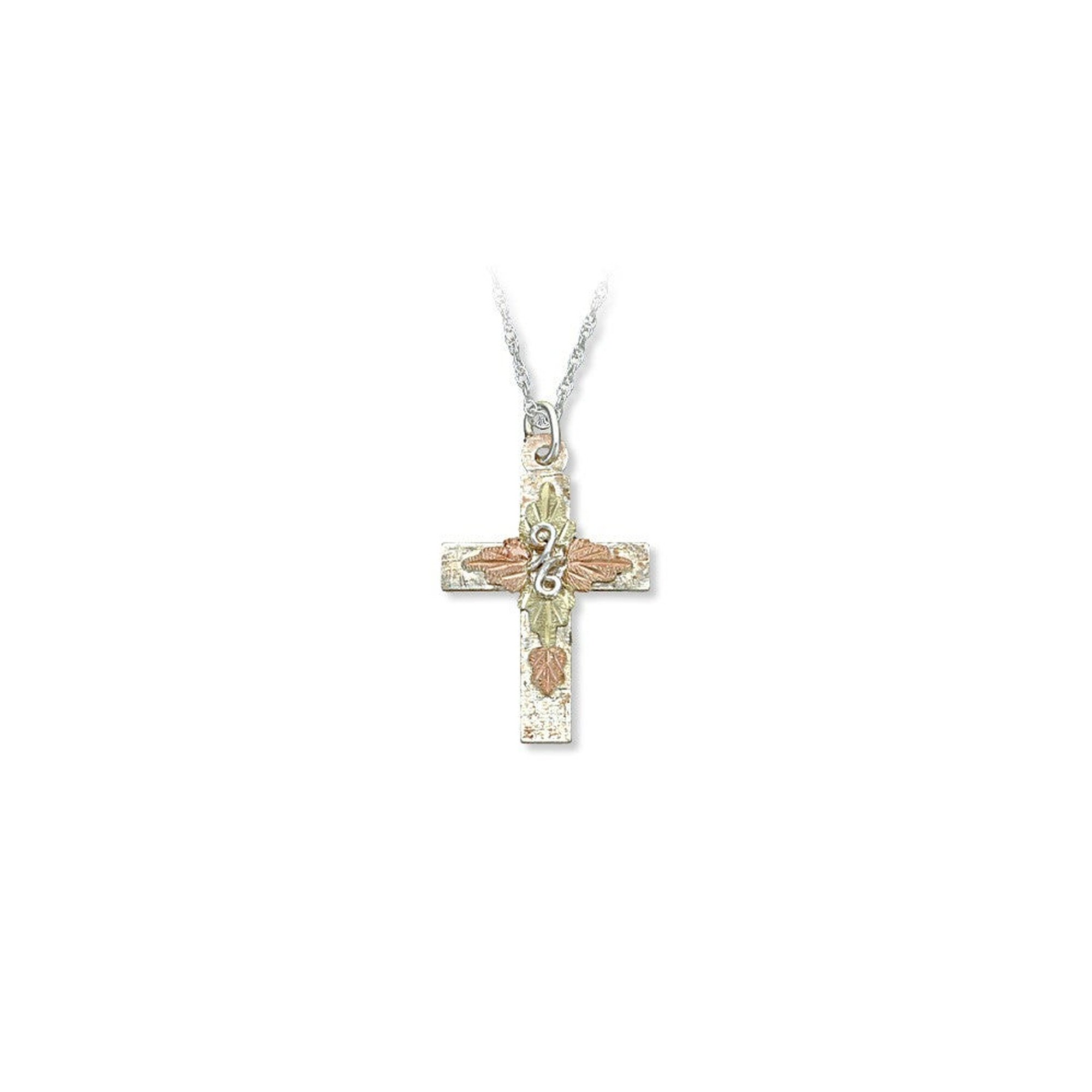 Landstrom’s Original Black Hills Gold on Silver Etched Cross Pendant - MRL06002