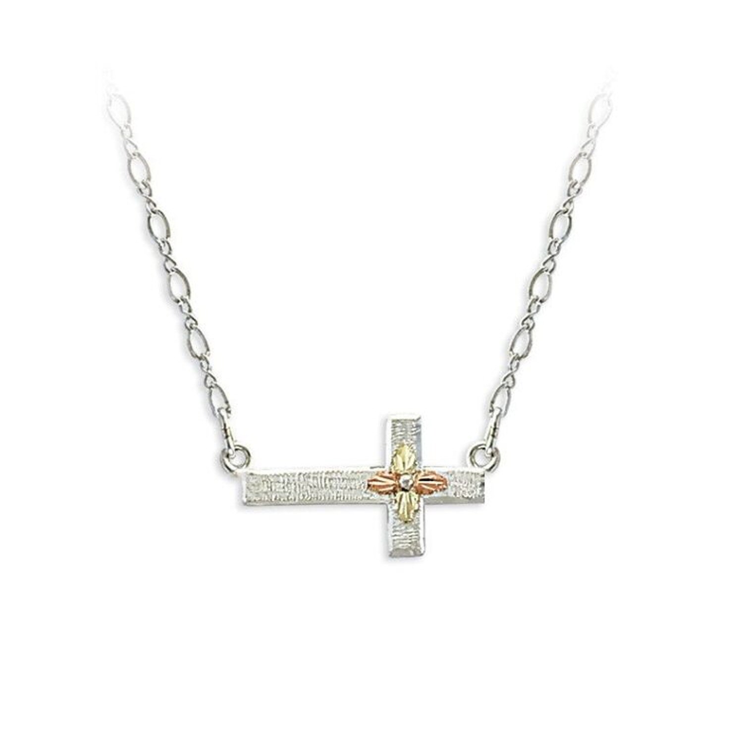 Landstrom’s Original Black Hills Gold on Silver Sideways Cross Pendant - MRLCR701