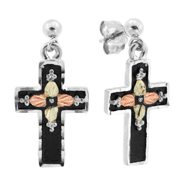 Antiqued Cross Post Dangle Earrings