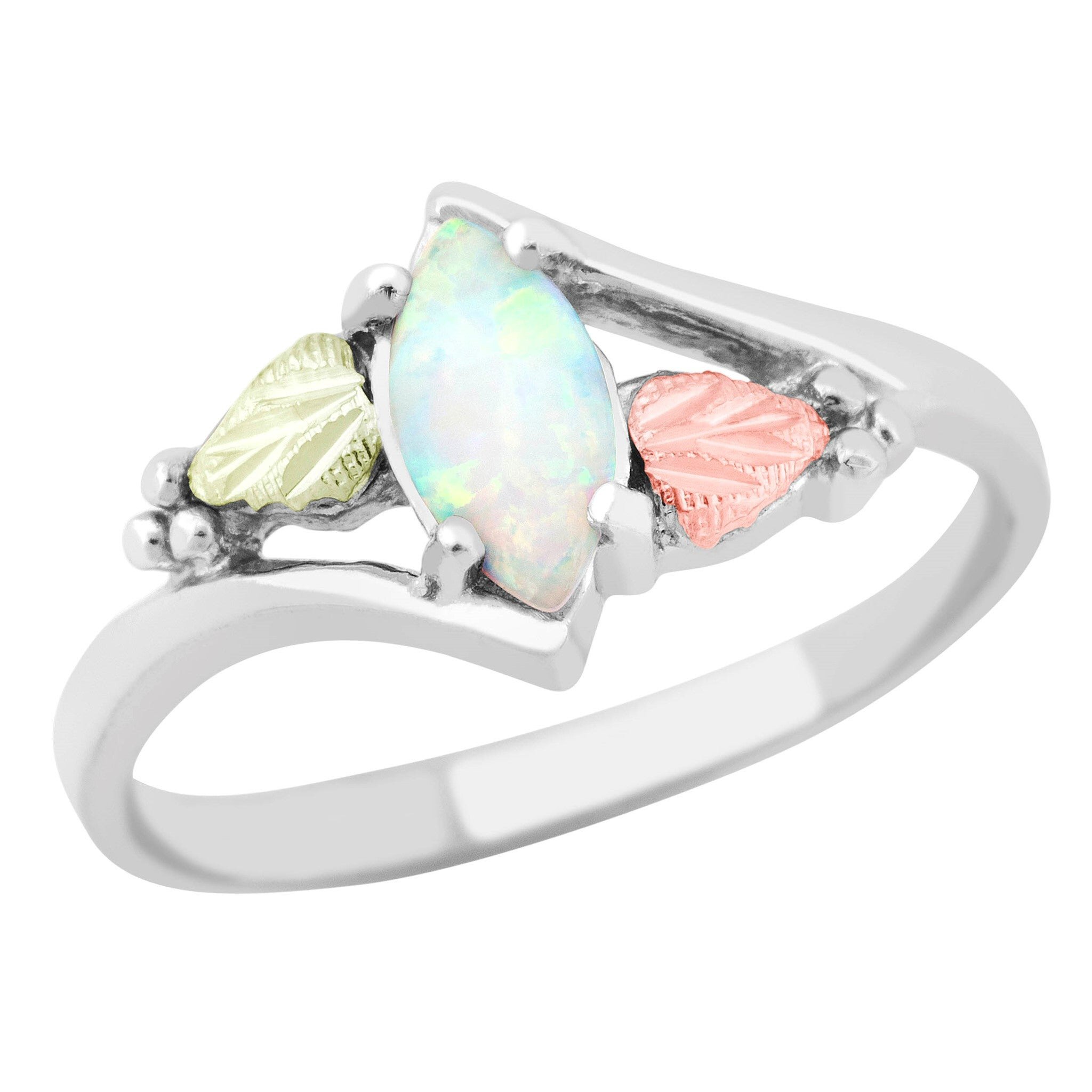 Landstrom’s Original Black Hills Gold on Silver Marquise Opal Ring - MRLLR2948