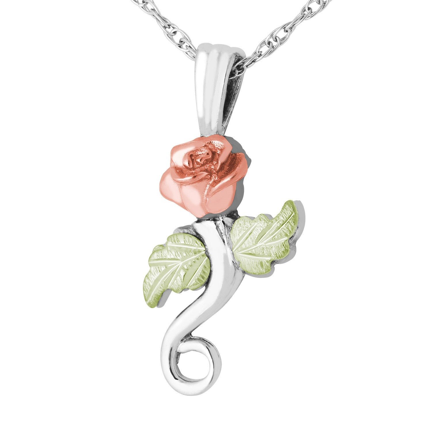 Landstrom’s Original Black Hills Gold on Silver Rose Pendant - MRLPE3744