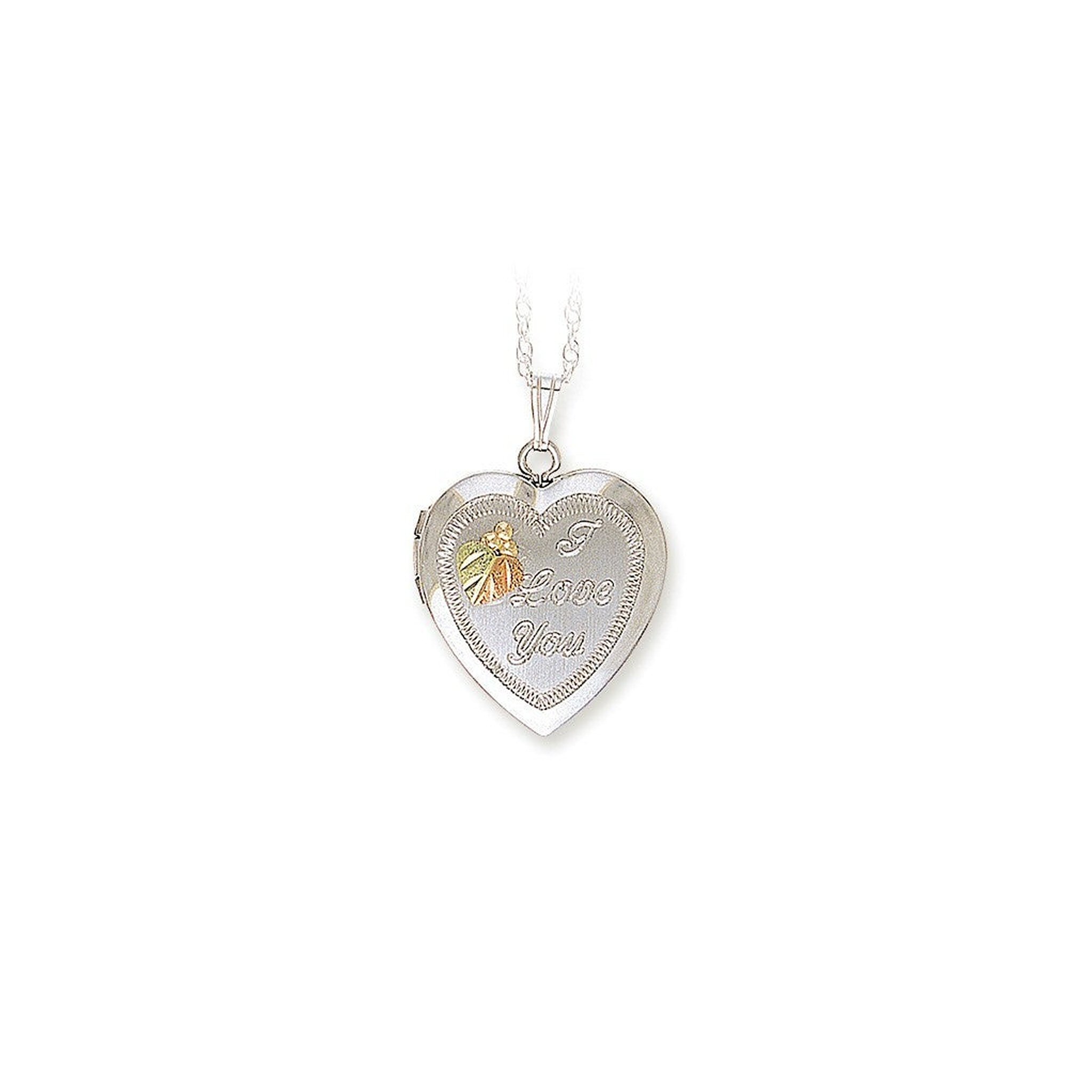 Landstrom’s Original Black Hills Gold on Silver "I Love You" Heart Locket - MRLPE627