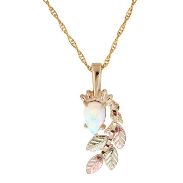 Pear Opal with Cascading Leaves Pendant