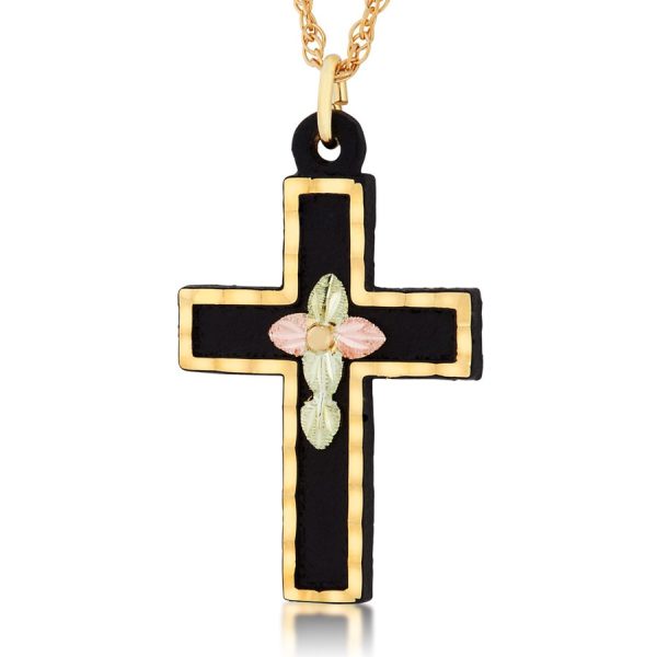 Enameled Brite-Cut Cross Pendant