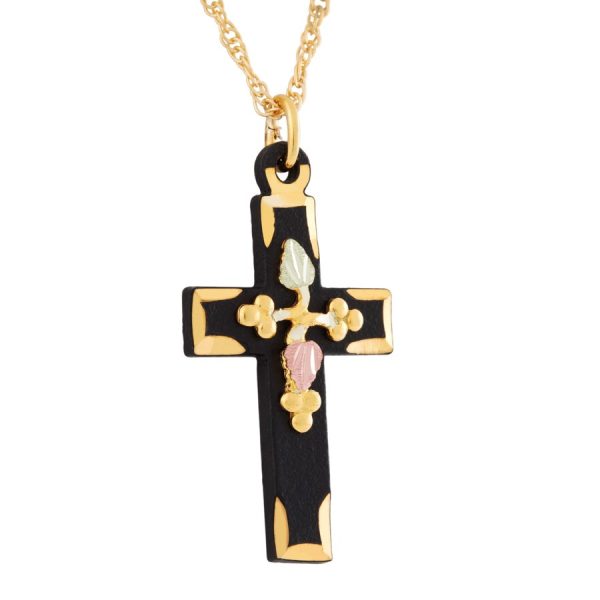 Enameled Brite-Cut Cross Pendant
