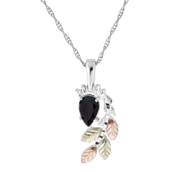 by TRJ Pear Black Onyx with Cascading Leaves Pendant