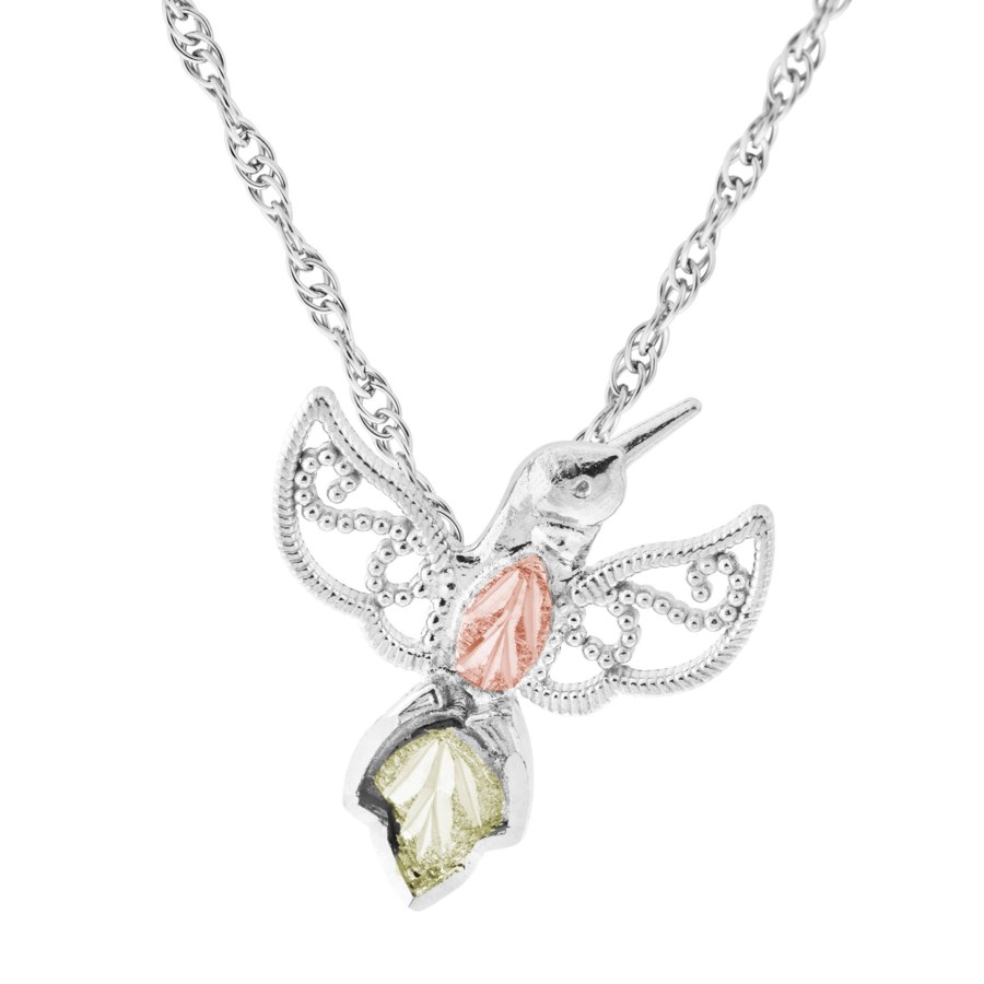 Black Hills Gold on Silver by TRJ Hummingbird Pendant - MRC25724-GS