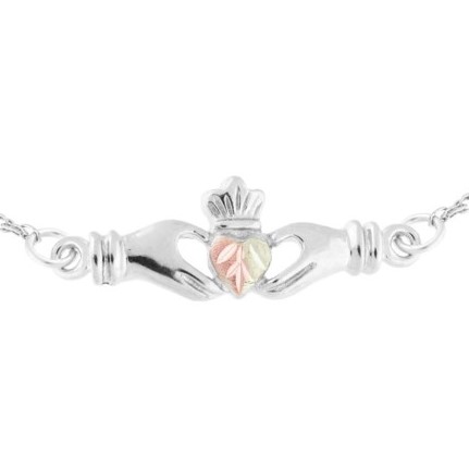 Black Hills Gold on Silver by TRJ Claddagh Ankle Bracelet - MRC8312-AK-GS - Image 2