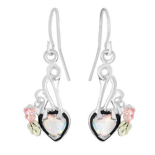 Opal Heart Shepherd Hook Earrings