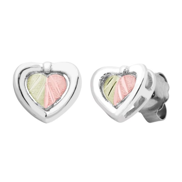 Dual Toned Heart Post Earrings