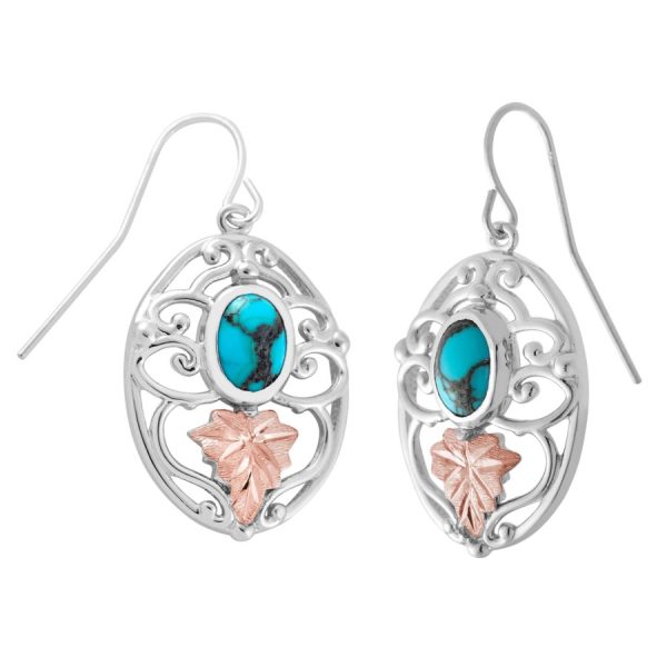 Freeform Oval Earrings with Cabochon Turquoise