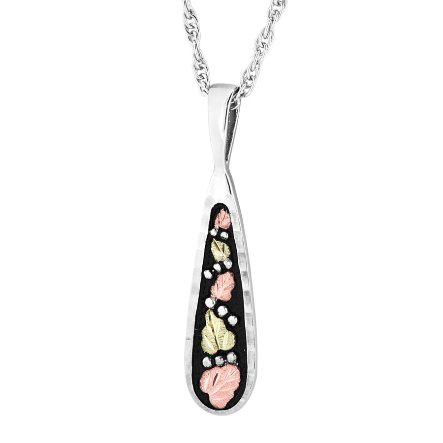 Landstrom’s Original Black Hills Gold on Silver Antiqued Teardrop Pendant - MRLPE1708