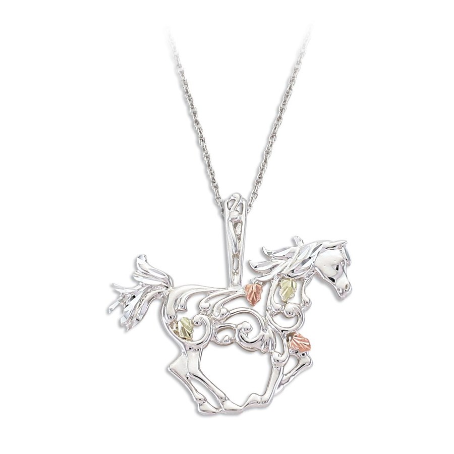 Landstrom’s Original Black Hills Gold on Silver Carousel Horse Pendant - MRLPE1916