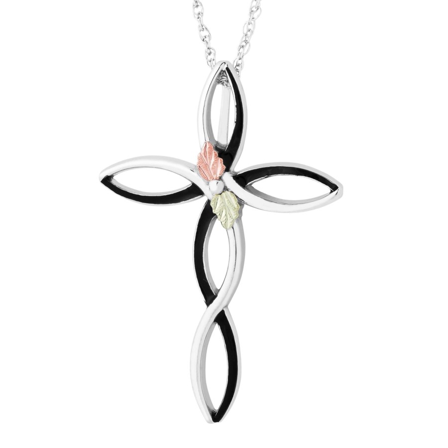 Landstrom’s Original Black Hills Gold on Silver Enameled Cross Pendant - MRLPE3054