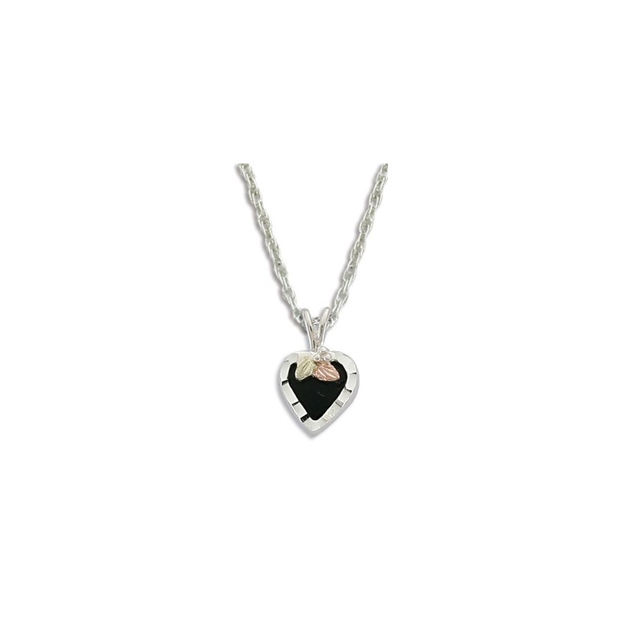 Landstrom’s Original Black Hills Gold on Silver Black Onyx Heart Pendant - MRLPE3688